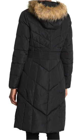 Cole Haan Women's Anoraks & Parkas Down Fuzzy Hood Black Size XL