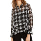 Camisa feminina pied-de-poule da INC International Concepts, preta, tamanho extragrande