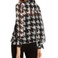 Camisa feminina pied-de-poule da INC International Concepts, preta, tamanho extragrande