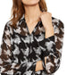 Camisa feminina pied-de-poule da INC International Concepts, preta, tamanho extragrande