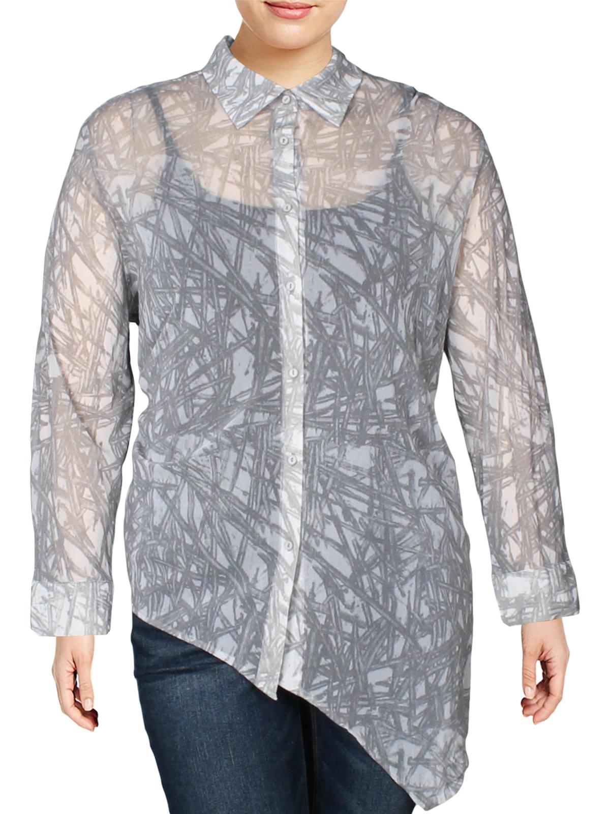 Blusa assimétrica oversized feminina Alfani cinza tamanho XX-G