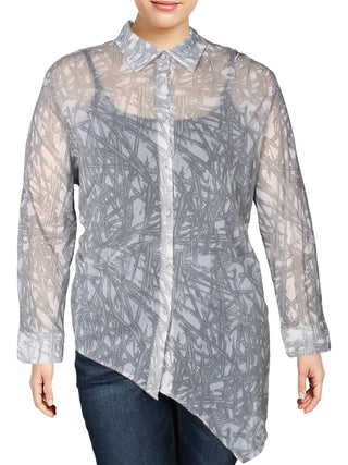 Blusa assimétrica oversized feminina Alfani cinza tamanho XX-G