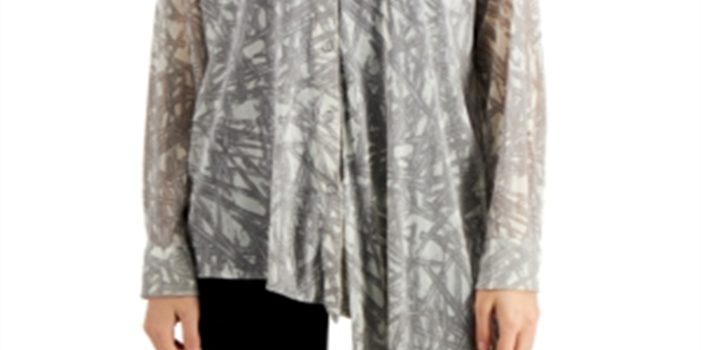 Blusa assimétrica oversized feminina Alfani cinza tamanho XX-G