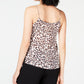 Bar III Feminino Leopardo Animal Print Alcinhas Espaguete Decote Coração Regata de Noite Marrom Tamanho Grande