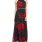 Vestido feminino com estampa floral e detalhes florais da SL Fashions, vermelho, tamanho 12