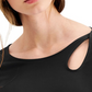 Blusa feminina Alfani com recorte em formato de buraco de fechadura e manga 3/4, preta, tamanho médio