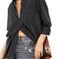 Camisa feminina Echo Rock Washed da Free People, preta, tamanho médio