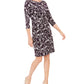 Vestido de festa feminino Jessica Howard floral com manga 3/4, gola redonda e acima do joelho, roxo, tamanho 6, pequeno