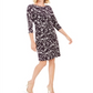 Vestido de festa feminino Jessica Howard floral com manga 3/4, gola redonda e acima do joelho, roxo, tamanho 6, pequeno