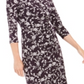 Vestido de festa feminino Jessica Howard floral com manga 3/4, gola redonda e acima do joelho, roxo, tamanho 6, pequeno