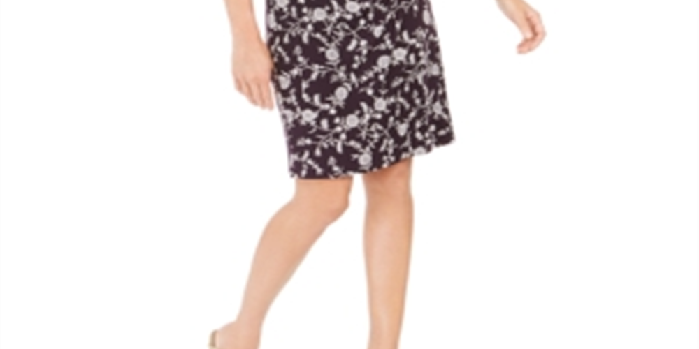 Vestido de festa feminino Jessica Howard floral com manga 3/4, gola redonda e acima do joelho, roxo, tamanho 6, pequeno