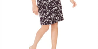 Vestido de festa feminino Jessica Howard floral com manga 3/4, gola redonda e acima do joelho, roxo, tamanho 6, pequeno