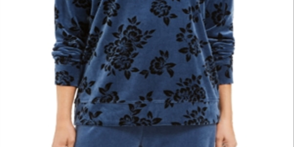 Moletom feminino Karen Scott Sport com estampa flocada, azul, tamanho X-S