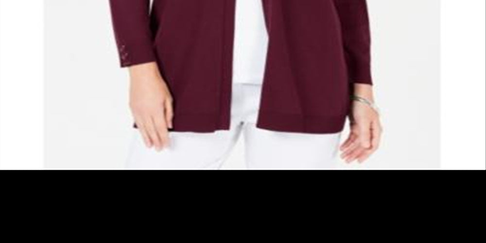 Karen Scott Cardigan Feminino Frente Aberta Vinho Tamanho Pequeno XL