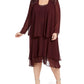 Vestido e jaqueta femininos enfeitados Sl Fashions, cor vinho, tamanho 16W