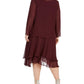 Vestido e jaqueta femininos enfeitados Sl Fashions, cor vinho, tamanho 16W