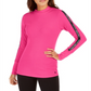 Camiseta Calvin Klein Feminina Performance Logo Listrada Gola Moletom Rosa Tamanho P