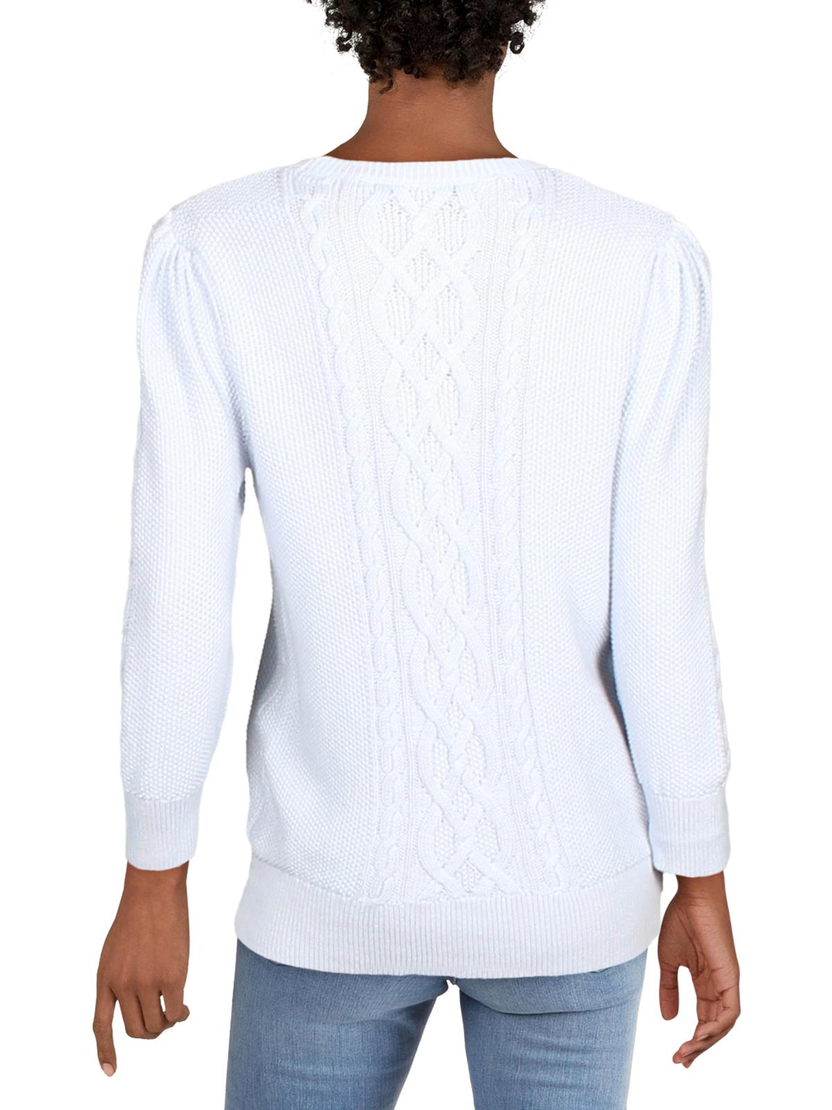 Suéter Ralph Lauren Feminino Tishari Bishop Mangas V Gola Redonda Azul Tamanho Grande