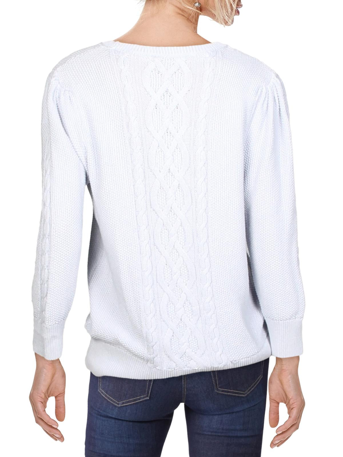 Suéter Ralph Lauren Feminino Tishari Bishop Mangas V Gola Redonda Azul Tamanho Grande