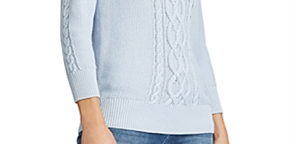 Suéter Ralph Lauren Feminino Tishari Bishop Mangas V Gola Redonda Azul Tamanho Grande