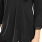 Blusa feminina Alfani com decote em V e acabamento em malha, preta, tamanho grande