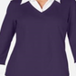 Blusa de algodão com aparência em camadas feminina Karen Scott, roxa, tamanho pequeno P