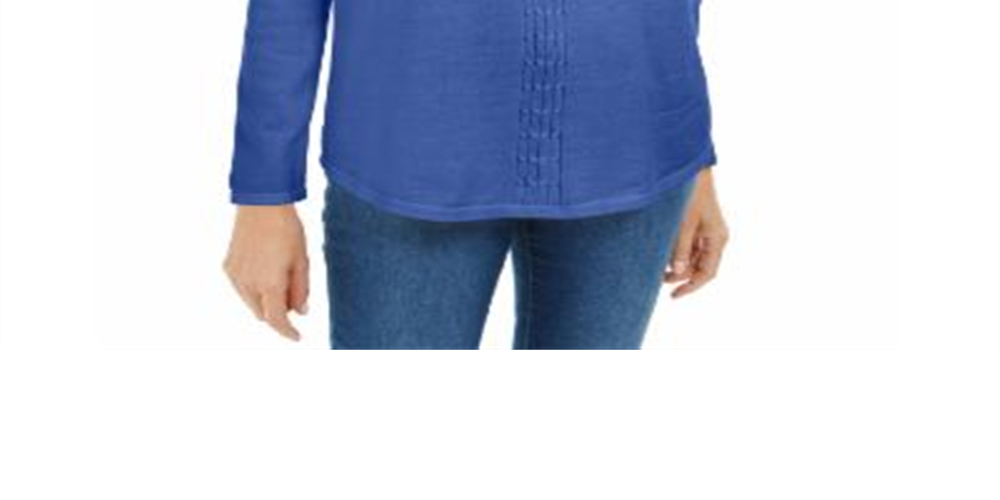 Karen Scott Suéter Feminino de Tricô de Algodão Azul Tamanho XXG