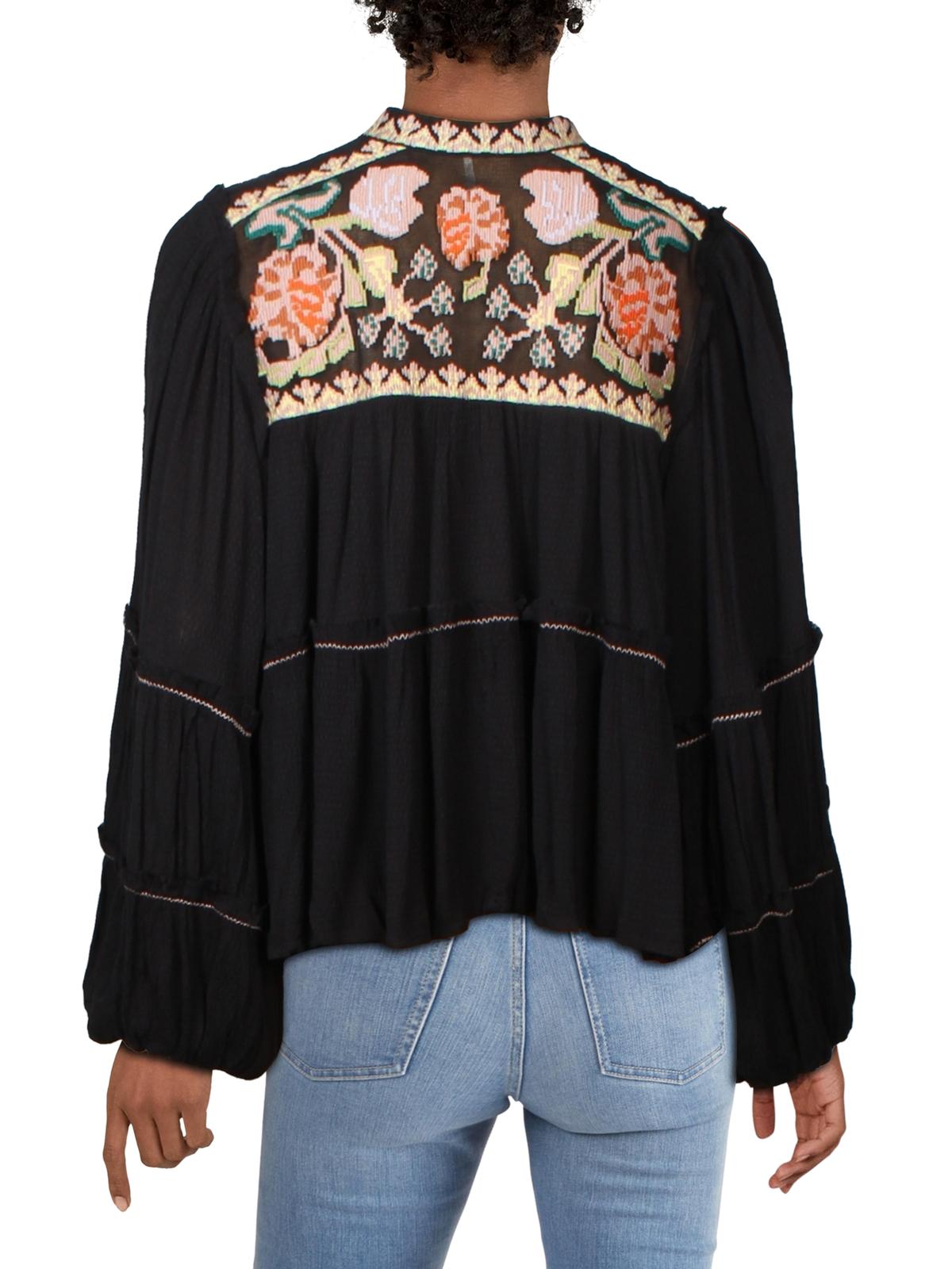 Top feminino Free People Vivid Color, preto, tamanho médio