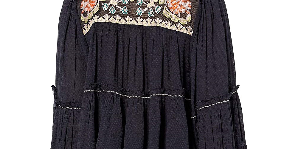 Top feminino Free People Vivid Color, preto, tamanho médio