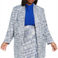 Jaqueta Calvin Klein Feminina Tweed Aberta Frente Topper Azul Tamanho 14W