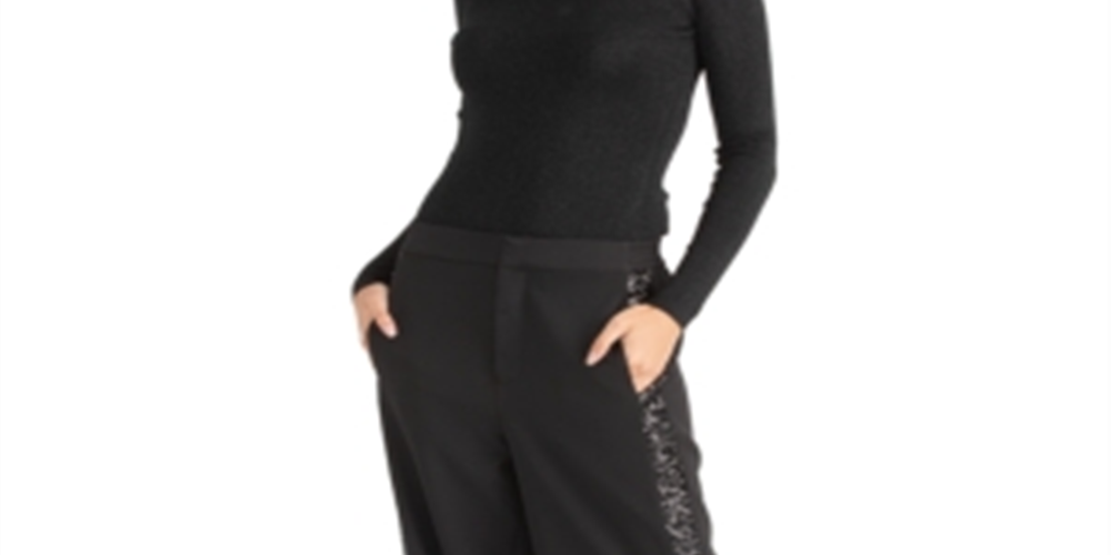 Calça Rachel Roy Rani High Rise Paillettes Feminina Preta Tamanho 14