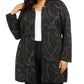 Suéter feminino Alfani Plus Jacquard com gola metálica, preto, tamanho 0X