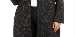 Suéter feminino Alfani Plus Jacquard com gola metálica, preto, tamanho 0X