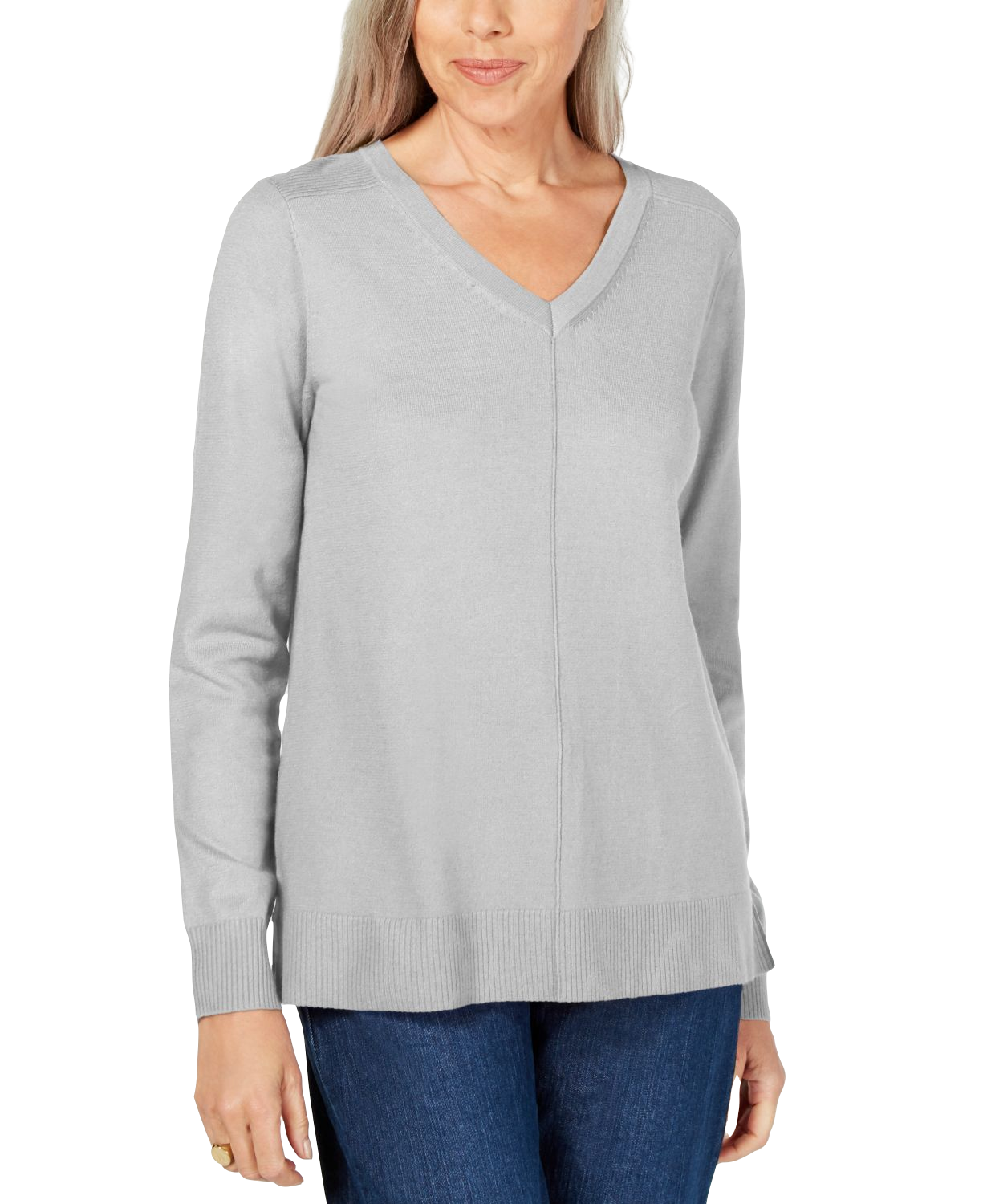 Karen Scott Suéter Feminino Gola V Cinza Tamanho Grande