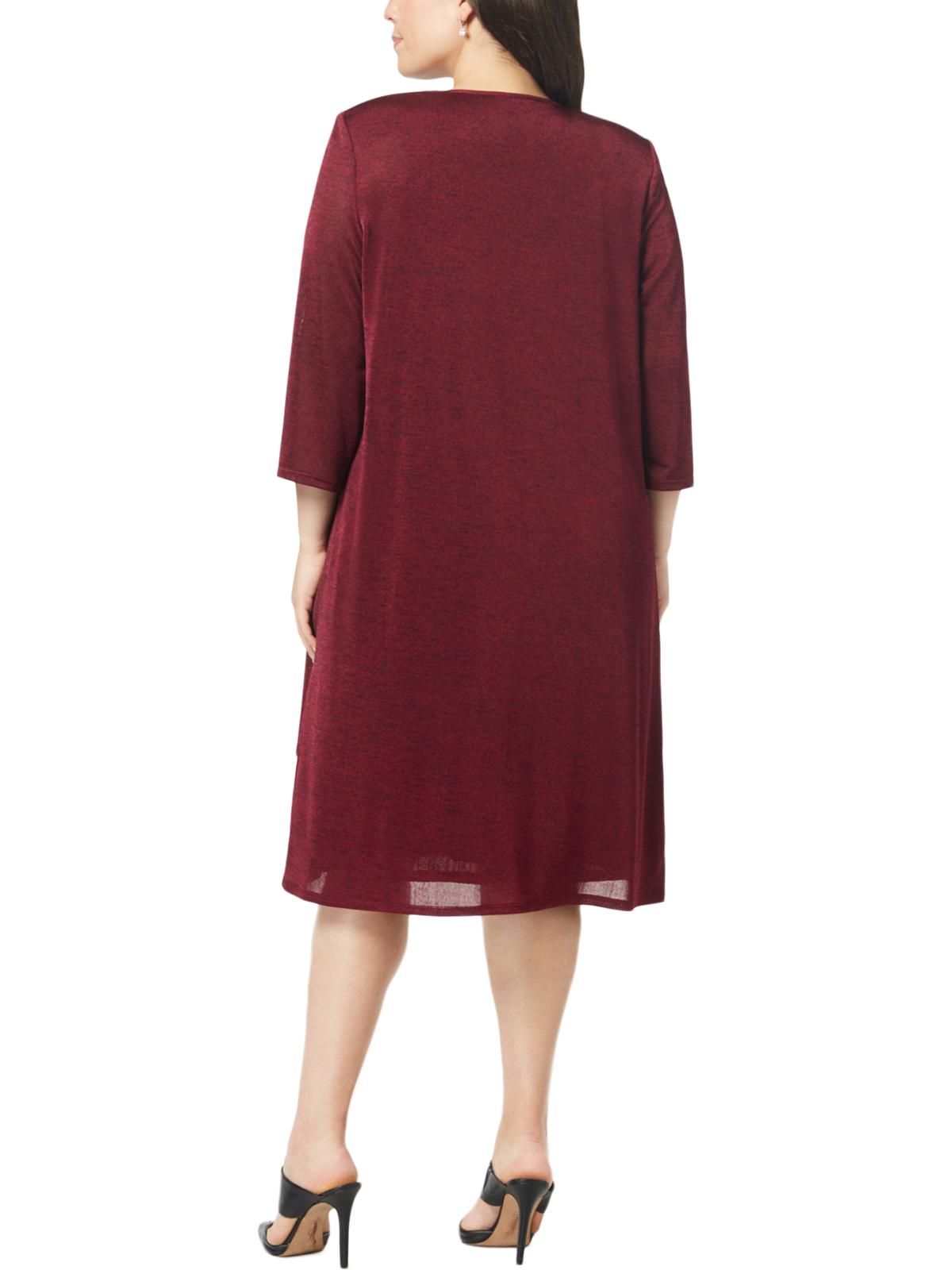 Vestido feminino plus size R&amp;M Richards para ocasiões especiais com jaqueta vermelha, tamanho 14W