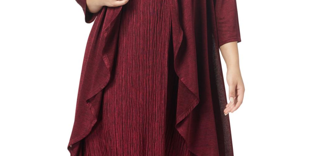 Vestido feminino plus size R&amp;M Richards para ocasiões especiais com jaqueta vermelha, tamanho 14W