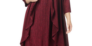 Vestido feminino plus size R&amp;M Richards para ocasiões especiais com jaqueta vermelha, tamanho 14W