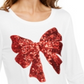 Blusa feminina com lantejoulas e laço, branca, tamanho M, da INC International Concepts