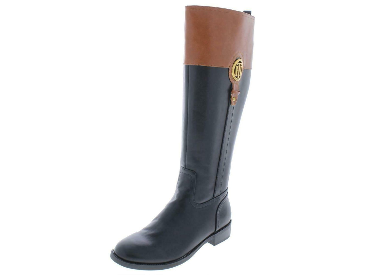 Botas de montaria Tommy Hilfiger Ilia Leather Logo femininas, pretas, tamanho 6