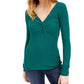 INC International Concepts Top feminino canelado com frente torcida, verde, tamanho extragrande