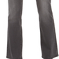 Jeans feminino estilo &amp; co com corte bootcut e bolso bordado, lavagem clara, preto, tamanho 2