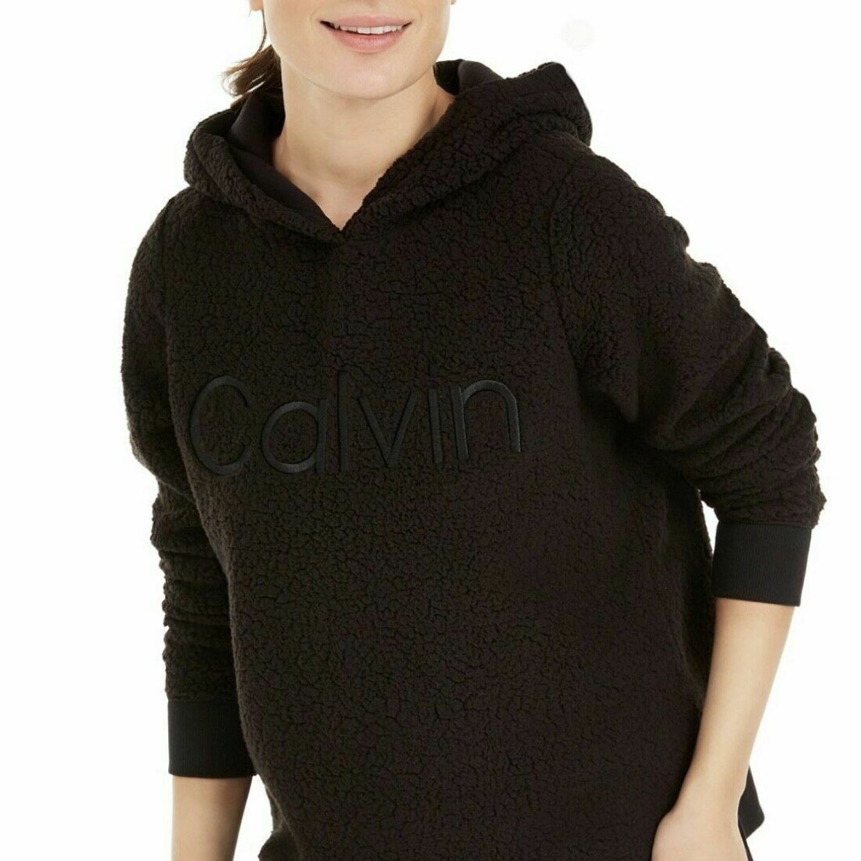 Calvin Klein Moletom com capuz feminino Performance Logo Fleece Roxo Tamanho XXG