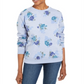 Moletom feminino Karen Scott com estampa de gola redonda, azul, tamanho pequeno M