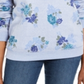 Moletom feminino Karen Scott com estampa de gola redonda, azul, tamanho pequeno M