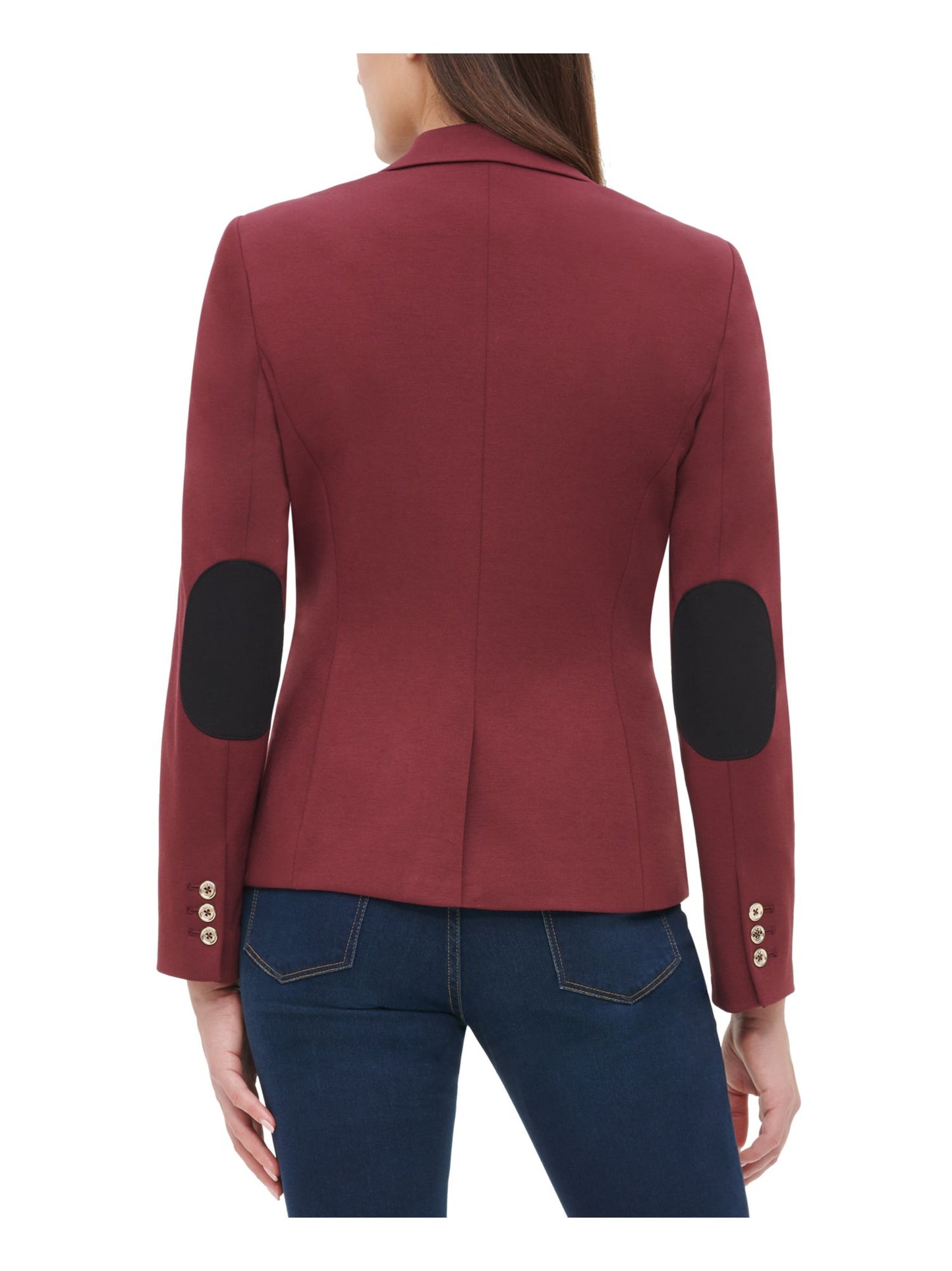Tommy Hilfiger Blazer Feminino com Um Botão e Cotoveleira Vermelho Tamanho 14