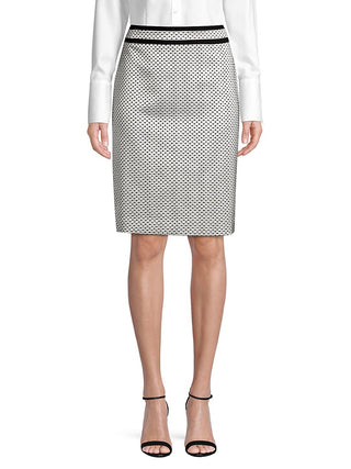 Calvin Klein Saia feminina com fenda traseira e zíper, textura salpicada, preta, tamanho 10