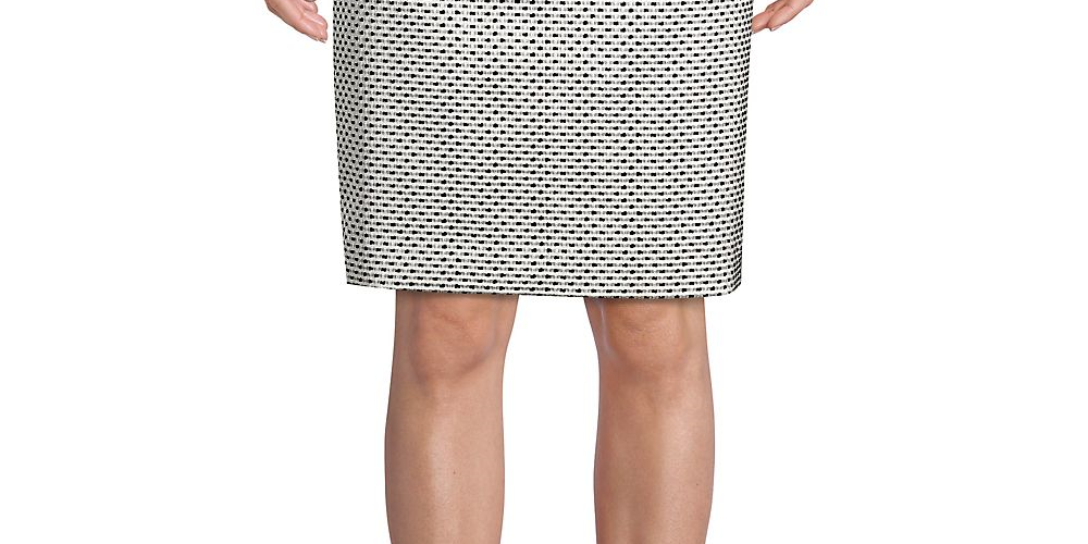 Calvin Klein Saia feminina com fenda traseira e zíper, textura salpicada, preta, tamanho 10