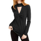 Suéter feminino com decote falso e torção Keyhole da INC International Concepts, preto, tamanho G