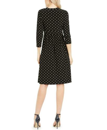 Vestido envelope falso estampado feminino Anne Klein, preto, tamanho XX-S