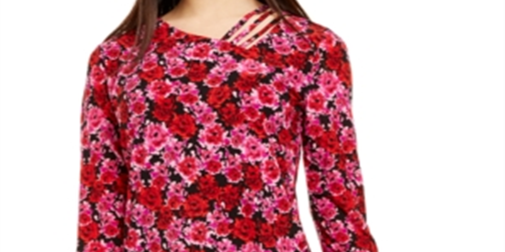 INC International Concepts Top feminino com alças e estampa floral, preto, tamanho X-S